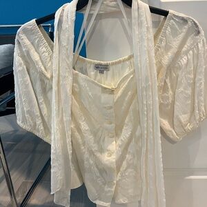 Worth Cream Off-Shoulder Top with waist tie